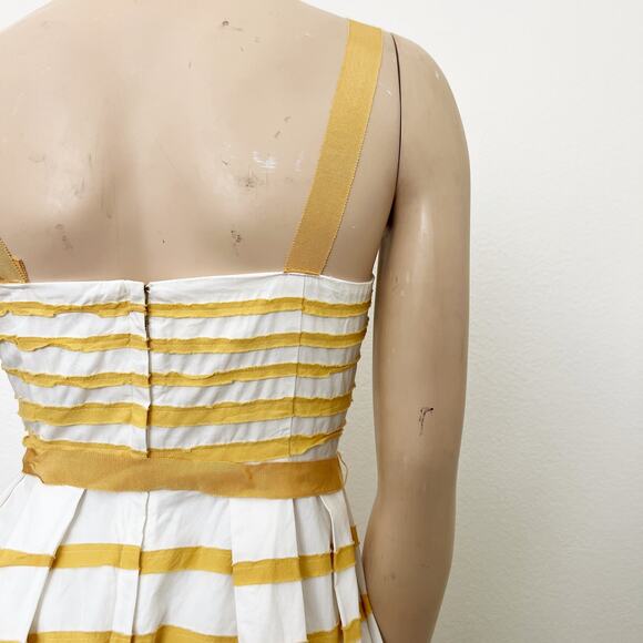 [Anthropologie] Moulinette Soeurs Golden Yellow Striped Fit & Flare Dress Size 4 - Picture 7 of 12
